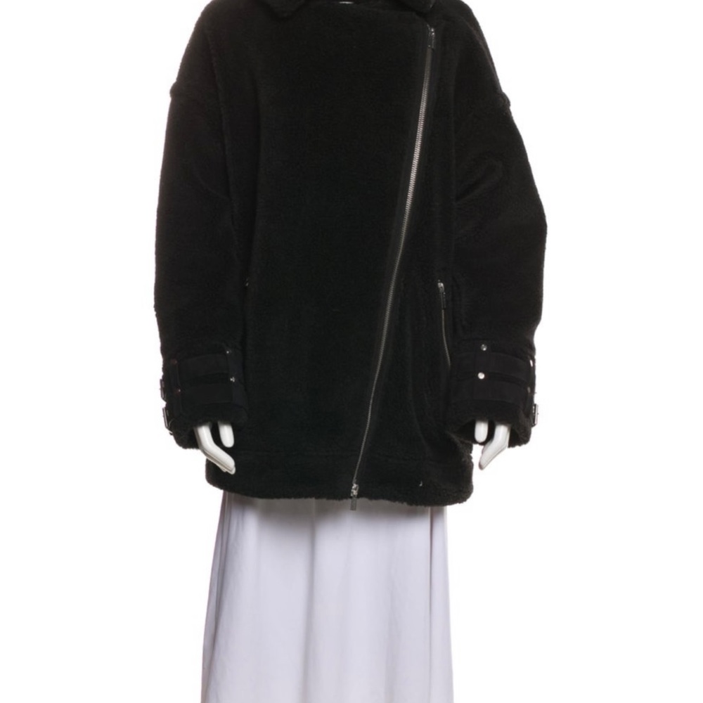 Anine Bing Black Teddy Jacket with Asymmetrical Zip